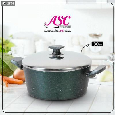 طنجره 30سم جرانيت زيتي غطا ستانلس QUANTUM تركي +ط خ