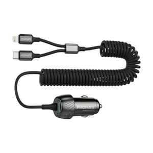كابل شاحن اسود  TYPE C / مدخل قداحة مع 2 USB