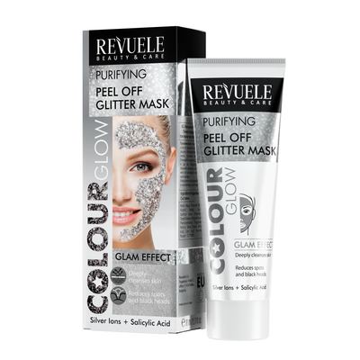REVUELE COLOUR GLOW SILVER Purifying Peel Off Glitter Silver Mask-80ml
