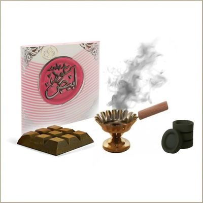 بخور ارض الزعفران 40 غم شكلاطه - عود ابيض