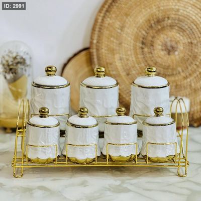 طقم بهارات ابيض وذهبي