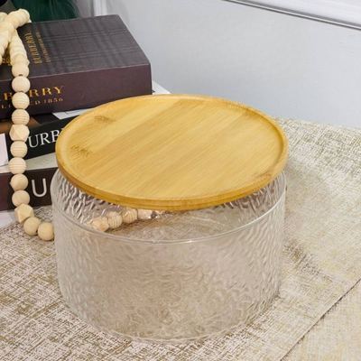 جاط كيك زجاج غطاء بامبو مدور 18 سم M42-3