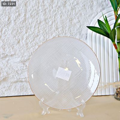 صحن زجاج 20 سم مدور منقط حيف ذهبي SM124/20 =ل2