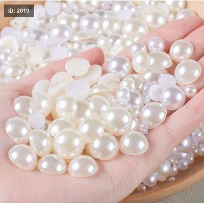 خرز لولو نص حبة ابيض 8mm