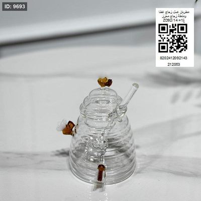 مطربان عسل زجاج غطا وملعقة زجاج محزز ZD92/14 =غ1