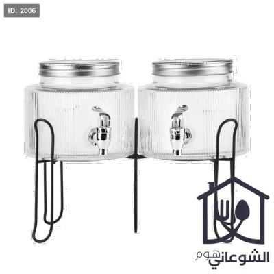 شاف عصير زجاج مع حنفية مع ستاند مزدوح