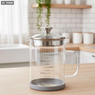 ابريق زيت زجاج شفاف 1500مل غطا زجاج مصفاة ستانلس ستيل G++ ASC1108