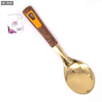 معلقة طعام ستانلس ستيل ذهبي يد بلاستك خشبي 1197/06 *ط*