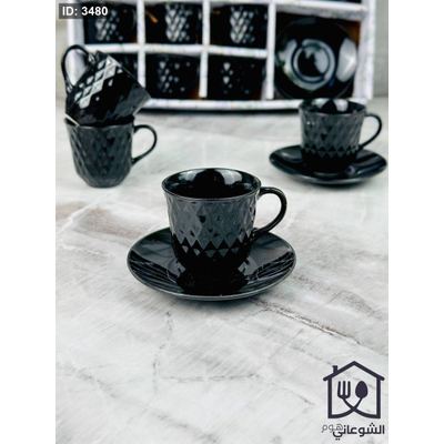 طقم فناجين اسود سادة مع يد
