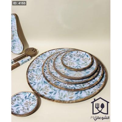 صحن / جاط تقديم خشب طبيعي مرسم بعدة احجام