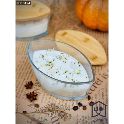 شمعة عطرية - شمع عطري زجاج شكل سفينة مع غطاء بامبو