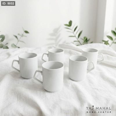 طقم فناجين قهوة بورسلان بتصميم كلاسيكي بسيط 5 قطع