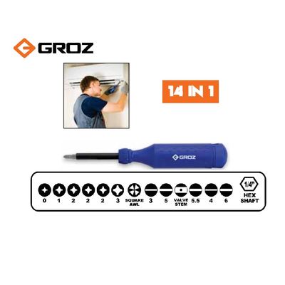 مفك 14 في 1 خاص لفنيي التكييف-GROZ