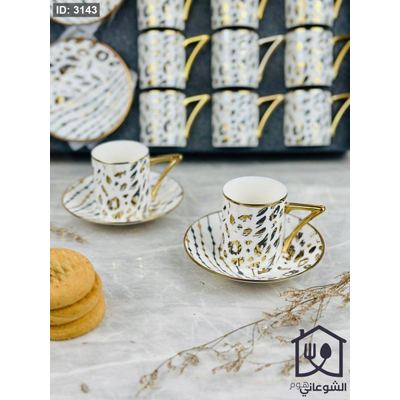 طقم فناجين 12+12 صحن مرسم اطار ذهبي
