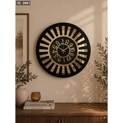 ساعة بلاستك اسود مرسم شمس عريض ذهبي N60 تركي +P