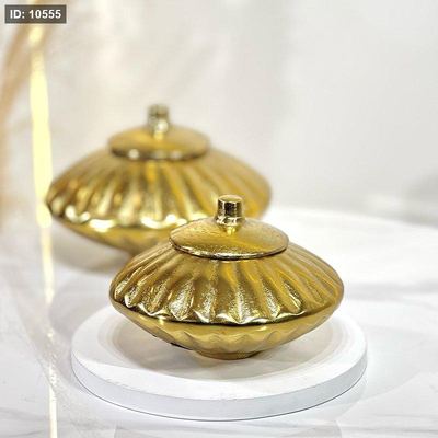 مضيفة مدور 22سم شكل يقطينة نحاس هندي 53015S %ه6