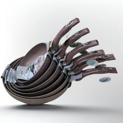 طقم قلايات جرانيت 6 قطع من Dokum Tava مع نظام توزيع حرارة 18-20-22-24-26-28
