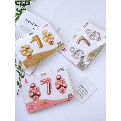 بالون هيليوم ارقام مع 12 بالون زينة