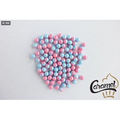 خرز تزيين لون زهري مع ازرق بلمعة حجم كبير وزن 250 غم