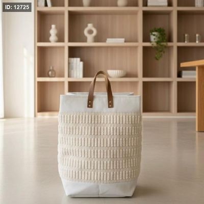 سلة شنتة فرو مستطيل طوي بيدين جلد EL70/5 =ك8