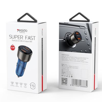 YESIDO Y51 36W Dual-channel Fast Charging-36W شاحن سيارة ثنائي القناة