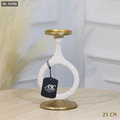 شمعدان شمع حلقات 25سم ابيض WTG-24981A نحاس هندي %ه11