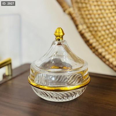 سكرية صغير شفاف حز ذهبي