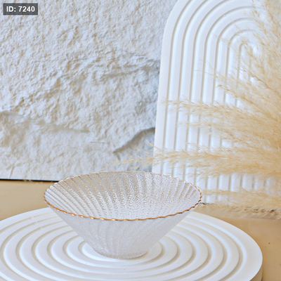 سلطية زجاج 15سم مدور مموج حيف ذهبي SM124/30 =ل2