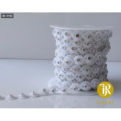شريط لولو ابيض مع كرستال 10 يرد ( كود 908 )