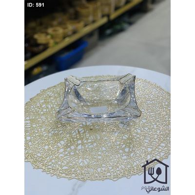 متكة زجاج شفاف مربع حز ذهبي كبير