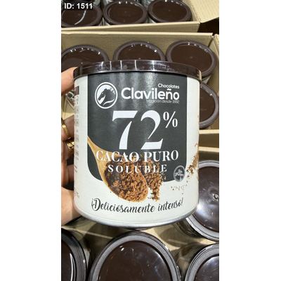 بودرة الكاكاو نقي طبيعي داكنة دارك 72% اسباني Clavileño خالي من الجلوتين منزوع الدسم وزنه 250 غرام