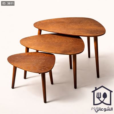 طقم سكملات شبه مثلث خشب مع ارجل خشبية 3 قطع