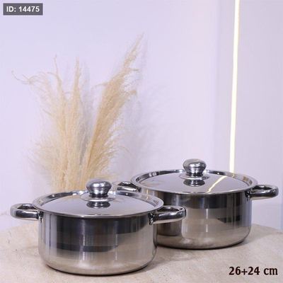 طقم/2 طناجر 24+26سم ستانلس ستيل ع.كرتون K1/100 =س26 =رم8
