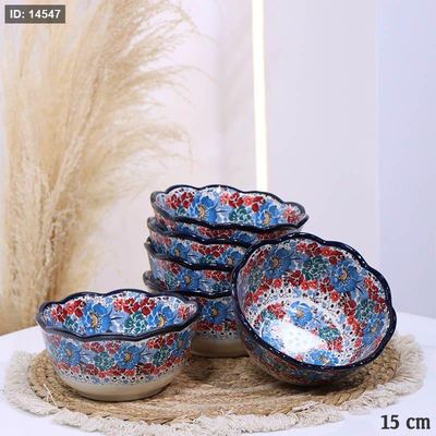 سلطية جور بورسلان خزف 15سم ت.6 اطار كحلي B178/3 مرسم ورد ملون كبير ++ZW