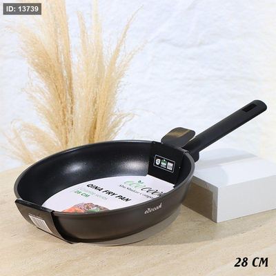 مقلى جرانيت QINA مدور 28سم اسود ماط 32803-3/B يد سلكون ++2