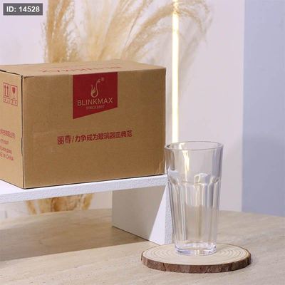 طقم كاسة ماء/6 زجاج سادة KTY5007 بصمة عريض 360مل ++BM2