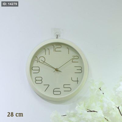 ساعة حائط مدور 28سم بلاستك دبل بيج مكتب ارقام ذهبي EL152/3 =رم7