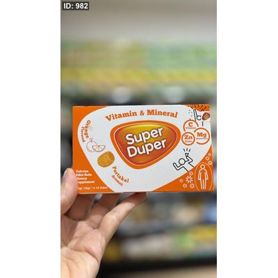 مصاص مكمل غذائي غني بالفيتامينات والمعادن Super Duper بطعم البرتقال فيه 14 حبة