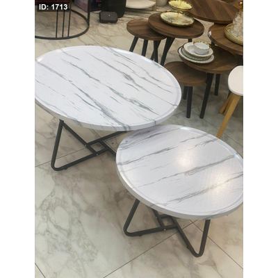 طقم طاولة قطعتين مدور ابيض