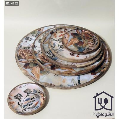 صحن / جاط تقديم خشب طبيعي مرسم بعدة احجام