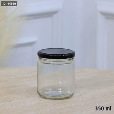 مطربان 350 مل زجاج سادة مدور غطا حديد اسود A46/2 =ع1