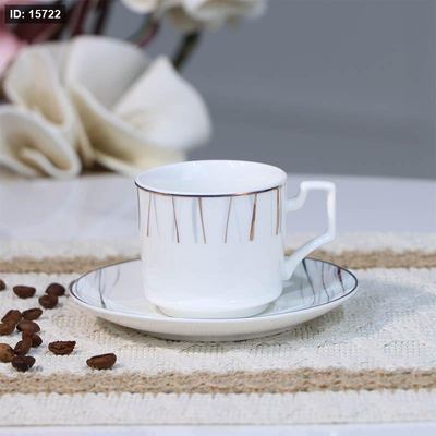 طقم فناجين قهوة 12/12 بورسلان بيج اطار مخطط حيف بلاتيني QRD 25183-C ++ع7