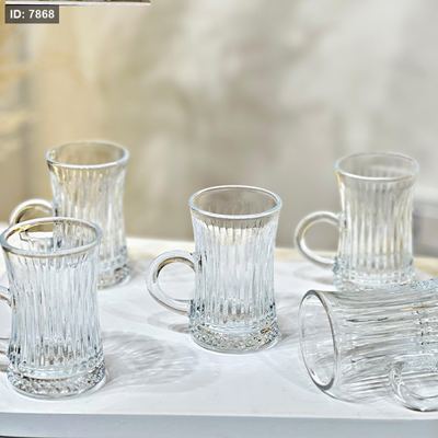 طقم/12 كاسات شاي زجاج سادة محزز ZB44 KX2231-D