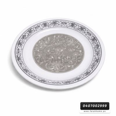 سدر ميلامين 25 سم ابيض مزخرف مع ورد سكني