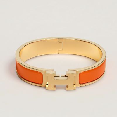 Hermès Orange Leather Bracelet with Stamp