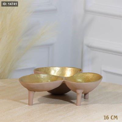 صحن مكسرات 3 عين مدور 16سم موكا BRG-25937 نحاس هندي %ه11