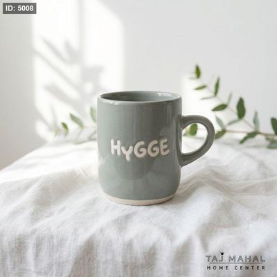مج بورسلان رمادي بعبارة Hygge