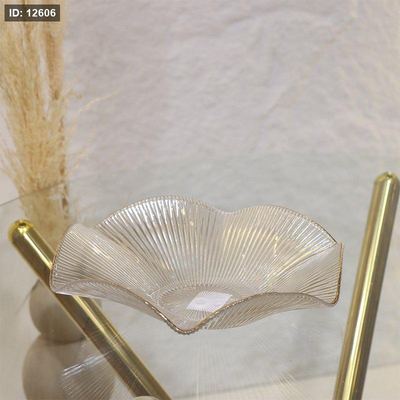 جاط فواكة مدور 25سم زجاج محزز اطار معرج ذهبي EL54/42 =ك7