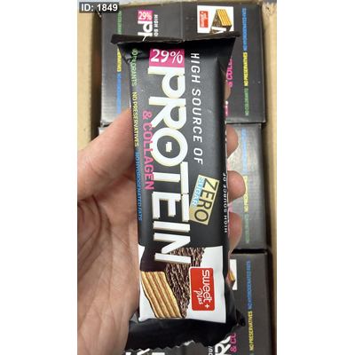 ويفر بروتين sweet plus بالشوكولاتة 29 ٪؜ بروتين مدعم بالكولاجين وخالي من السكر وزنه 40 غرام