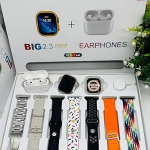 JAINPLIC i20 Ultra MAX Suit SmartWatch + Earbuds with Transparent Screen Guard Watch with Seven Decorated Straps (10 in